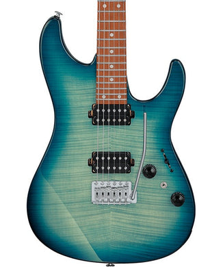 Ibanez Guitarra Eléctrica Turquesa Transparente/Sombreado Turquesa AZ24S1F-TXB, Serie AZ Standard