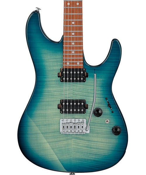 Ibanez Guitarra Eléctrica Turquesa Transparente/Sombreado Turquesa AZ24S1F-TXB, Serie AZ Standard