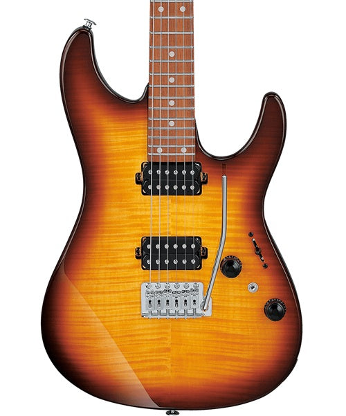 Ibanez Guitarra Eléctrica Ámbar Transparente/Sombreado Café AZ24S1F-VLS, Serie AZ Standard