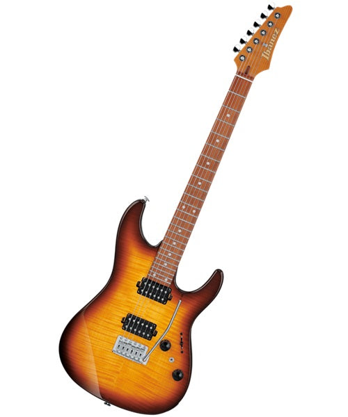 Ibanez Guitarra Eléctrica Ámbar Transparente/Sombreado Café AZ24S1F-VLS, Serie AZ Standard