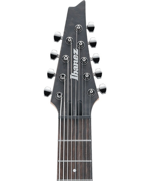 Exclusiva en Veerkamp Online Ibanez Guitarra Eléctrica 9 Cuerdas Gris Transparente Mate RG9PB-TGF, Serie RG Axe Design Lab
