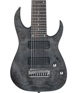 “Exclusiva en Veerkamp Online” Ibanez Guitarra Eléctrica 9 Cuerdas Gris Transparente Mate RG9PB-TGF, Serie RG Axe Design Lab
