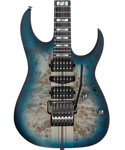 Ibanez Guitarra Eléctrica Natural Sombreado Azul/Negro RGT1270PB-CTF con Funda, Serie Premium