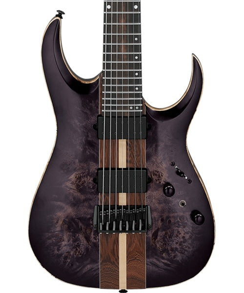 Exclusiva en Veerkamp Online Ibanez Guitarra Eléctrica 7 Cuerdas Entintado Negro Mate RGA217P1PB-DRL con Funda, Serie RGA Premium