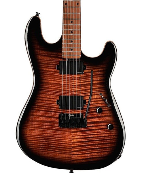 “Exclusiva en Veerkamp Online” Sterling by Music Man Guitarra Eléctrica ST-SABRE-CBB-M2-WB Entintado Café/Sombreado Negro con Funda, Sabre