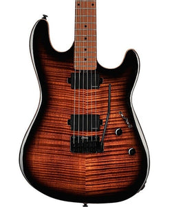 “Exclusiva en Veerkamp Online” Sterling by Music Man Guitarra Eléctrica ST-SABRE-CBB-M2-WB Entintado Café/Sombreado Negro con Funda, Sabre
