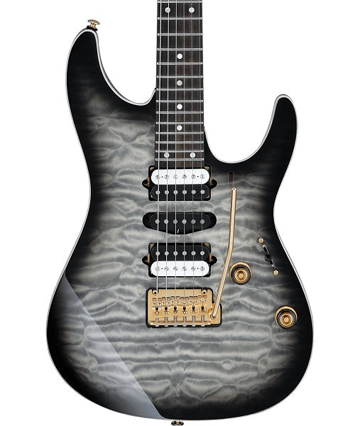 Ibanez Guitarra Eléctrica Negro Sombreado AZ47P1QM-BIB con Funda, AZ Premium