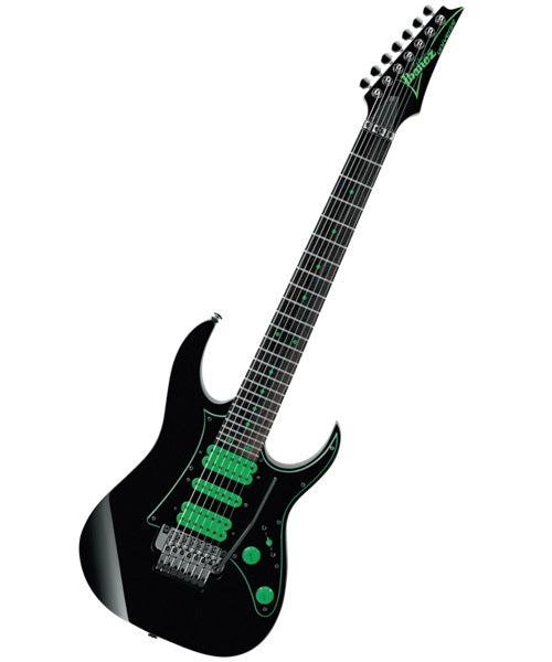 Ibanez Guitarra Eléctrica 7 Cuerdas Negra con Funda UV70P-BK, Steve Vai Universe