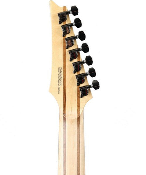 Ibanez Guitarra Eléctrica 7 Cuerdas Negra con Funda UV70P-BK, Steve Vai Universe