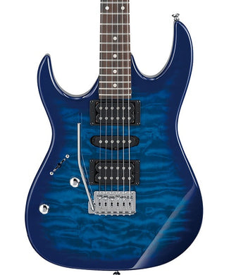 Ibanez Guitarra Eléctrica Azul Sombreado Transparente GRX70QAL-TBB, Gio RG, Zurda