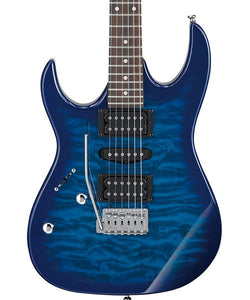 Ibanez Guitarra Eléctrica Azul Sombreado Transparente GRX70QAL-TBB, Gio RG, Zurda