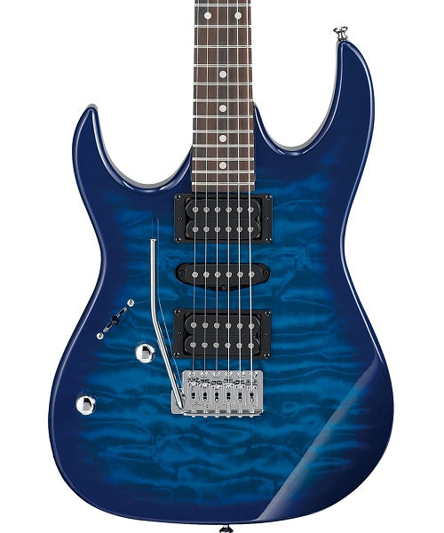 Ibanez Guitarra Eléctrica Azul Sombreado Transparente GRX70QAL-TBB, Gio RG, Zurda