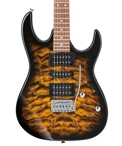 Ibanez Guitarra Eléctrica Ámbar Sombreado Transparente, GRX70QA-SB, Serie Gio