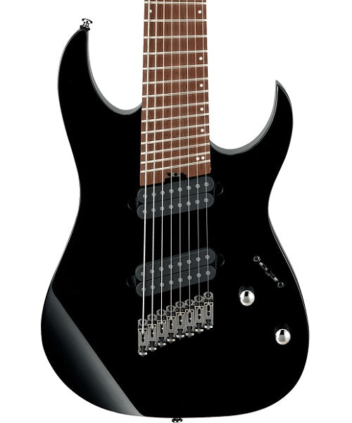 Guitarra Eléctrica Ibanez RGMS8-BK Negra Multi-Escala de 8 Cuerdas