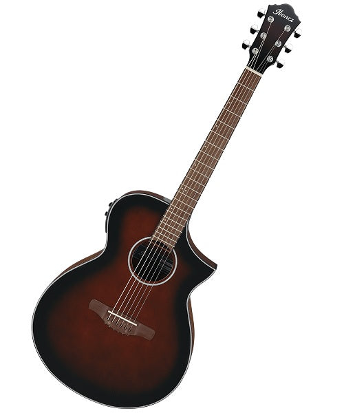 Ibanez Guitarra Electroacústica Café Sombreado Negro AEWC11-DVS, Serie AEW