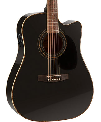 Cort Guitarra Electroacústica Negra AD880CE BK, Serie Standard