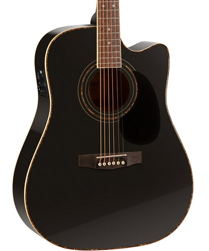 Cort Guitarra Electroacústica Negra AD880CE BK, Serie Standard