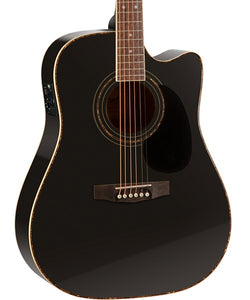 Cort Guitarra Electroacústica Negra AD880CE BK, Serie Standard