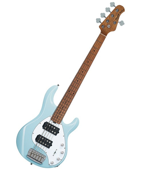 Bajo Eléctrico Sterling by Music Man StingRay RAY35 HH de 5 Cuerdas Azul Pastel con Funda