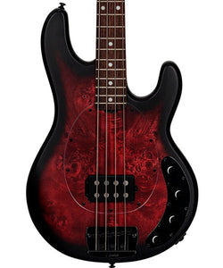 “Exclusiva en Veerkamp Online” Sterling by Music Man Bajo Eléctrico Entintado Escarlata Quemado/Sombreado Negro Mate ST-RAY34PB-DSBS-R2, StingRay