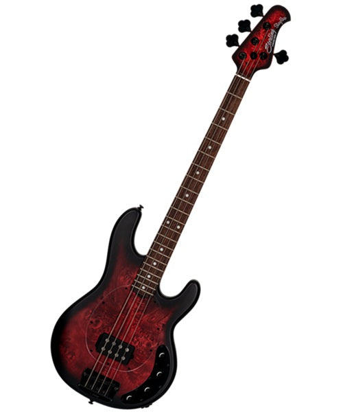 “Exclusiva en Veerkamp Online” Sterling by Music Man Bajo Eléctrico Entintado Escarlata Quemado/Sombreado Negro Mate ST-RAY34PB-DSBS-R2, StingRay