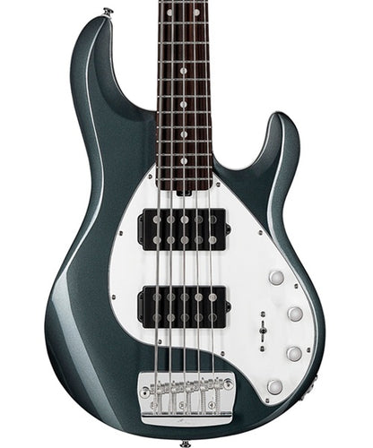 “Exclusiva en Veerkamp Online” Sterling by Music Man Bajo Eléctrico 5 Cuerdas Gris Metálico ST-RAY35HH-CFR-R2, StingRay 5 HH