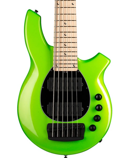“Exclusiva en Veerkamp Online” Music Man Bajo Eléctrico 6 Cuerdas Verde Fosforecente con Estuche 182-LM1-11-01-MB-BM, Bongo 6 HH