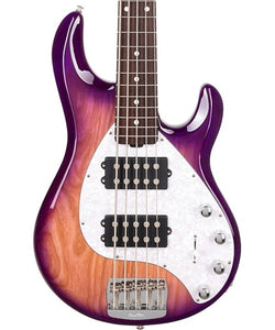 “Exclusiva en Veerkamp Online” Music Man Bajo Eléctrico 5 Cuerdas Natural/Sombreado Morado con Estuche 208-77-20-05-MB-CR, StingRay 5 Special HH