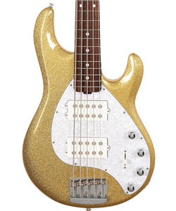 “Exclusiva en Veerkamp Online” Music Man Bajo Eléctrico 5 Cuerdas Dorado Brillante con Estuche 208-DG-20-WP-MB-CR, StingRay 5 Special HH