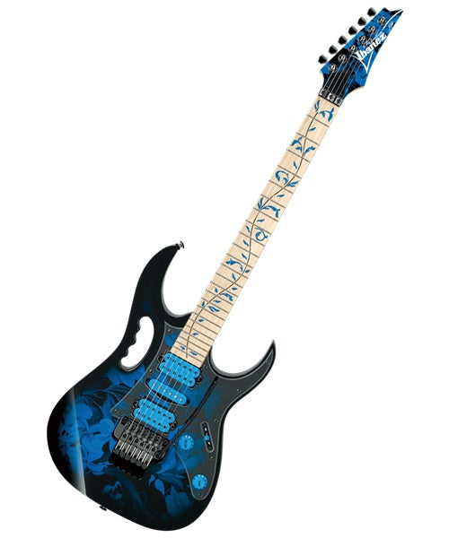 “Exclusiva en Veerkamp Online” Ibanez Guitarra Eléctrica Negra/Azul Con Funda JEM77P-BFP, Steve Vai