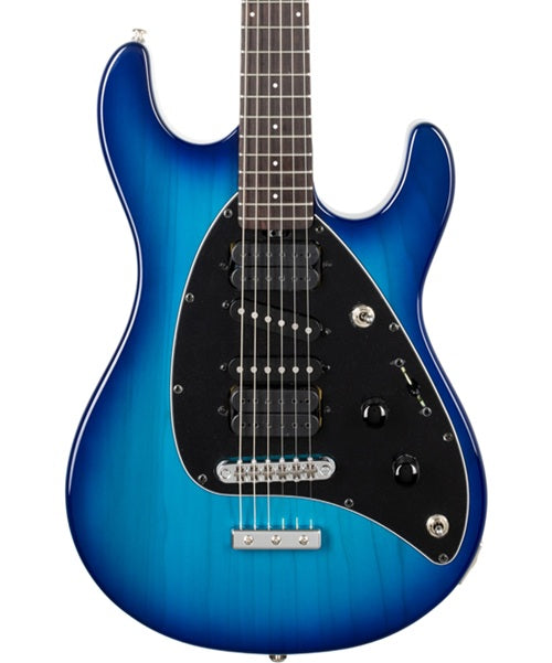 “Exclusiva en Veerkamp Online” Music Man Guitarra Eléctrica 900-72-R2-01-MB-CR Entintado Azul/Sombreado Azul con Estuche, Steve Morse