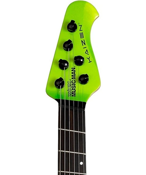 “Exclusiva en Veerkamp Online” Music Man Guitarra Eléctrica 732-LM1-51-00-MB-BM Verde Fosforecente con Estuche, Kaizen