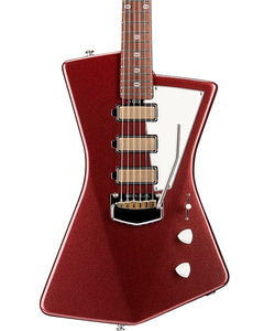 “Exclusiva en Veerkamp Online” Music Man Guitarra Eléctrica 852-V6-21-06-MB-CR Vino Metálico con Estuche, St. Vincent Goldie