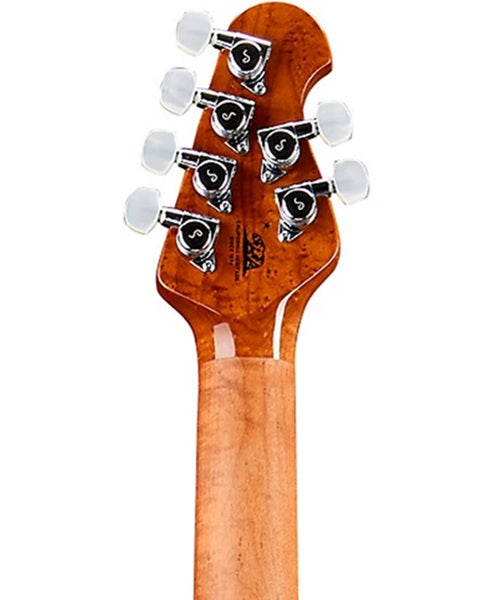 “Exclusiva en Veerkamp Online” Music Man Guitarra Eléctrica 852-V6-21-06-MB-CR Vino Metálico con Estuche, St. Vincent Goldie