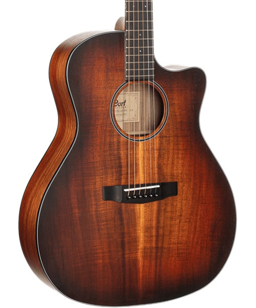 Guitarra Electroacústica Cort Core GA ABW OPLB Palo Negro Mate/Sombreado Café con Funda