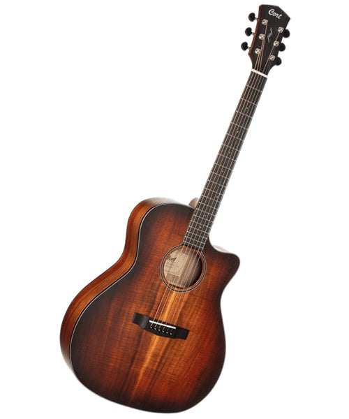 Guitarra Electroacústica Cort Core GA ABW OPLB Palo Negro Mate/Sombreado Café con Funda