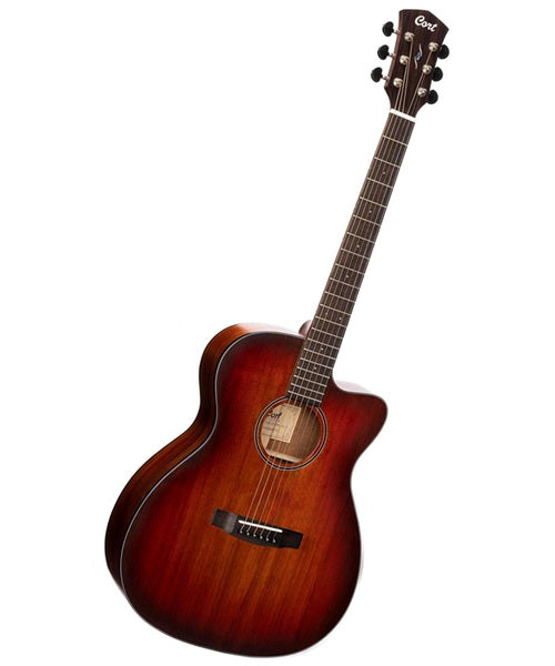 Guitarra Electroacústica Cort Core OC ABW OPLB Palo Negro Mate/Sombreado Café con Funda