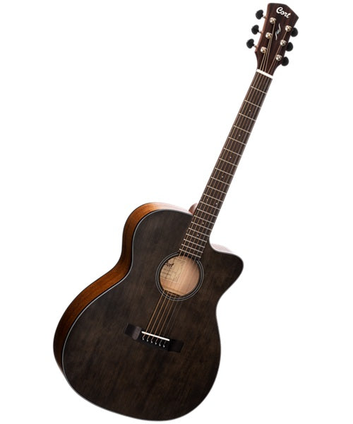 Guitarra Electroacústica Cort Core OC SP OPTB Pino Entintado Negro con Funda
