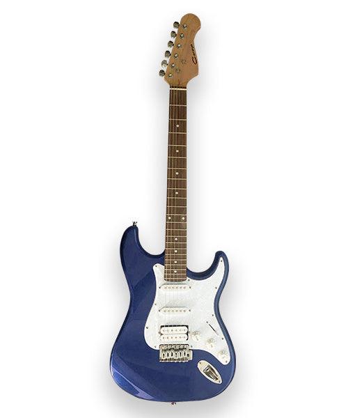 Guitarra Eléctrica Caraya E-211 BL Azul Brillante con Funda y Tahalí