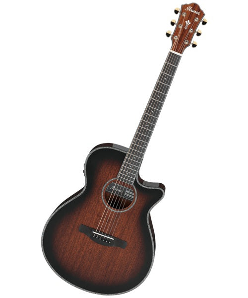 Ibanez Guitarra Electroacústica Sapele Caoba/Sombreado Negro AEG74-MHS, Serie AEG