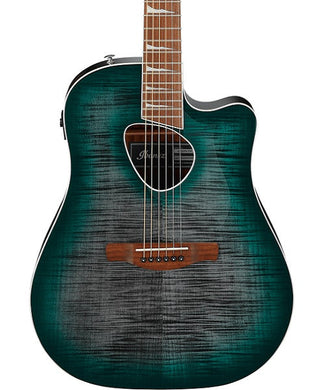 Ibanez Guitarra Electroacústica Gris Transparente/Sombreado Verde Esmeralda ALT30FM-EDB, Serie Altstar