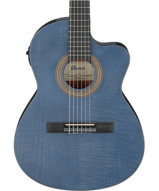 Ibanez Guitarra Electroacústica Entintado Azul Mate GA5FMTCE-OB, Serie Classical