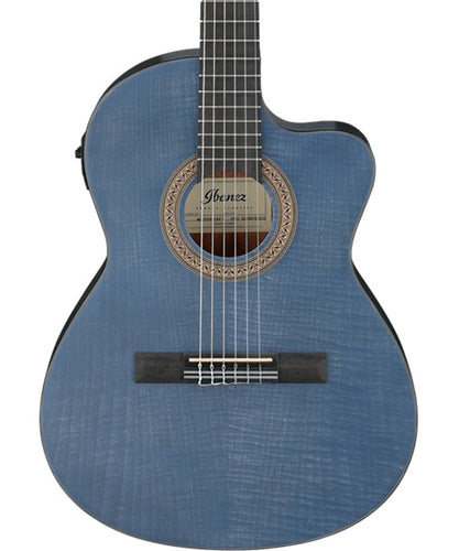 Ibanez Guitarra Electroacústica Entintado Azul Mate GA5FMTCE-OB, Serie Classical