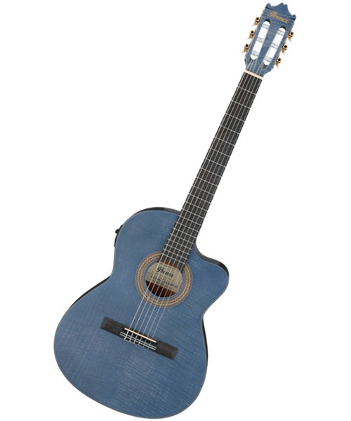 Ibanez Guitarra Electroacústica Entintado Azul Mate GA5FMTCE-OB, Serie Classical