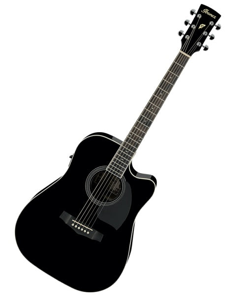 Ibanez Guitarra Electroacústica Negra PF15ECE-BK, Serie Performance
