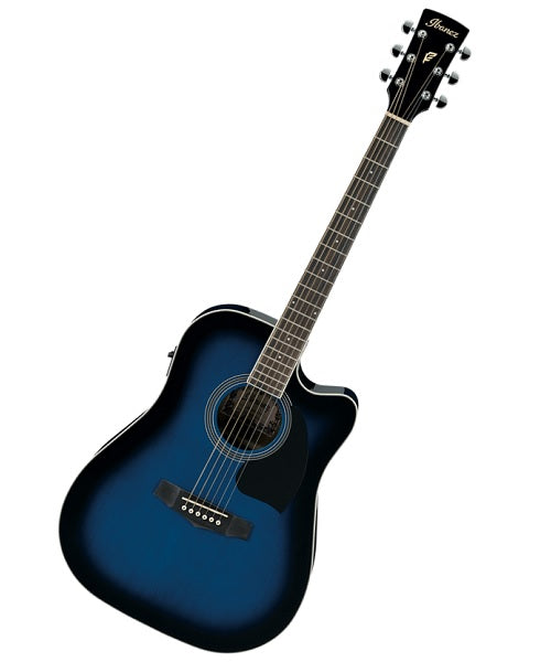 Ibanez Guitarra Electroacústica Sombreada Transparente PF15ECE-TBS, Serie Performance