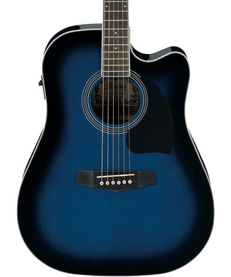 Ibanez Guitarra Electroacústica Sombreada Transparente PF15ECE-TBS, Serie Performance