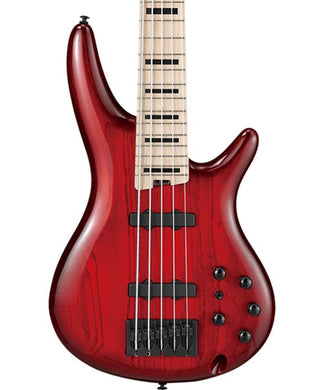“Exclusiva en Veerkamp Online” Ibanez Bajo Eléctrico 5 Cuerdas Vino Transparente/Sombreado Rojo ANB205-TWB con Funda, Adam Nitti