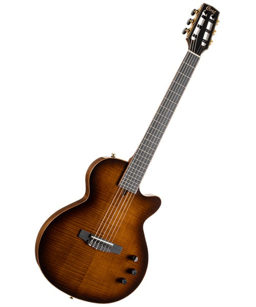 Cort Guitarra Electroacústica Café Sombreado con Funda SUNSETNYLECTRICDLXTS, Serie Sunset Nylectric DLX