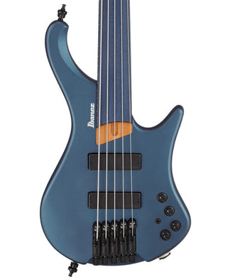 “Exclusiva en Veerkamp Online” Ibanez Bajo Eléctrico 5 Cuerdas Azul Metálico Mate EHB1005F-AOM Fretless con Funda, Bass Workshop